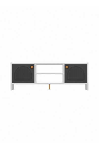 interGO Molde Bohem Tv Sehpası MDF Membran Kapaklı Raflı Tv Ünitesi Televizyon Sehpası