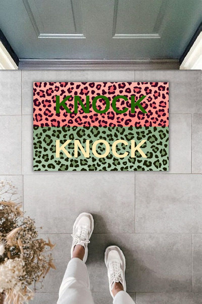 Dormot Dekoratif Dijital Paspas Kişiye Özel Tasarım Knock Knock Kapı Önü Paspası 70x45cm