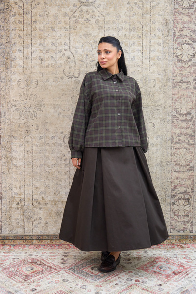 KÜÇÜĞÜM BUTİK Καφέ καρό πουκάμισο