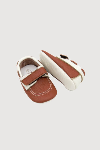 Beybium Genuine Leather Easy to Wear Elastic Baby Boy First Step Shoes Tan