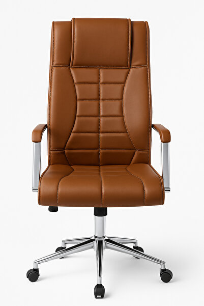 sadık ofis Ergonomik Başlıklı Çalışma Koltuğu – Krom Ayaklı, 360° Döner Teker...