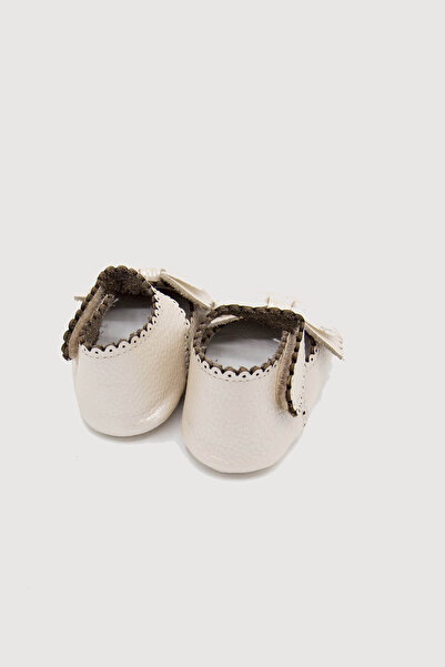 Beybium Baby Girl Velcro Genuine Leather Cream Bow Booties Shoes