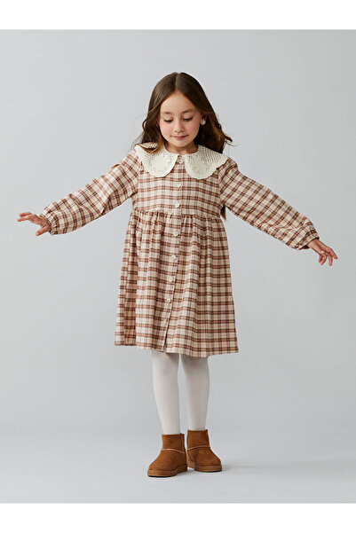 LC Waikiki Timeless Store: Timeless Recommendations | Peter Pan collar Plaid Pattern Flannel Girl's Dress