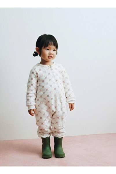 Magu Unisex Children's Cotton White Bow Patterned Sleeping Bag - Zippered