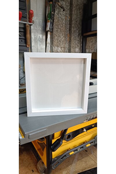 EMASS Ahşap resim çerçevesi 20x20 beyaz asetat koruyuculu