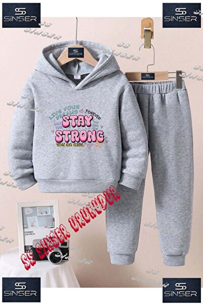 SS SİNSER Παιδικό Unisex Σετ Φούτερ με Κουκούλα με Τυπωμένο Σχέδιο "STAY STRO...