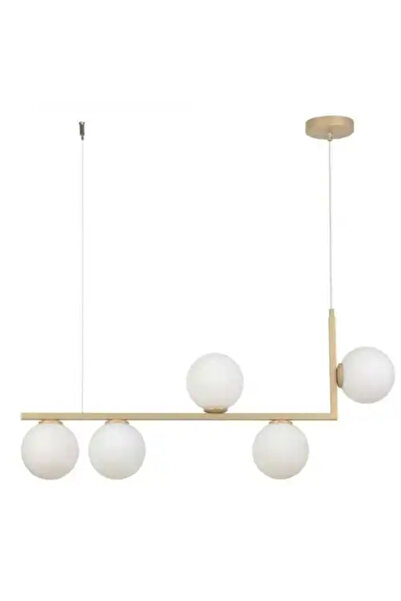 LED CONCEPT LED chandelier with lampshades, gold, linear, 79x13x100, bulb type 5xE27