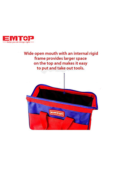 EMTOP 16-inch Professional Tool Bag with Large Capacity and Smart Organization