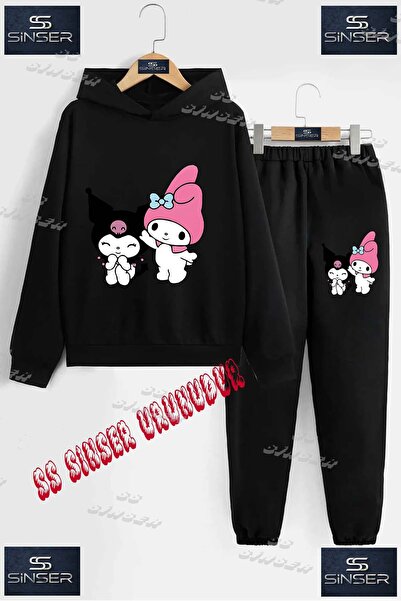 SS SİNSER Set de trening cu hanorac imprimat pentru copii, unisex, „KUROMI MY...