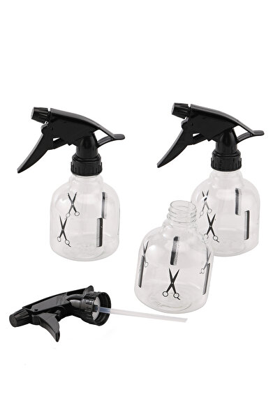 Lawazim Spray Bottle Set 3 Piece 280ml Transparent with Adjustable Black Nozzle