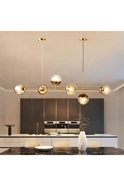 LED CONCEPT LED chandelier with lampshades, gold, linear, 112x45x100, bulb type 6xE14