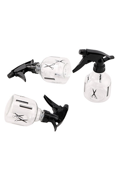 Lawazim Spray Bottle Set 3 Piece 280ml Transparent with Adjustable Black Nozzle