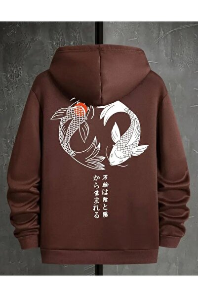 FAYN Japanese Art Style Fish Pattern Hooded Casual Basic Sweatshirt / Hoodie