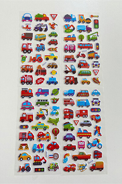 Mielibon Premium Araç Temalı Çıkartma Seti – Renkli 3D Sticker Koleksiyonu