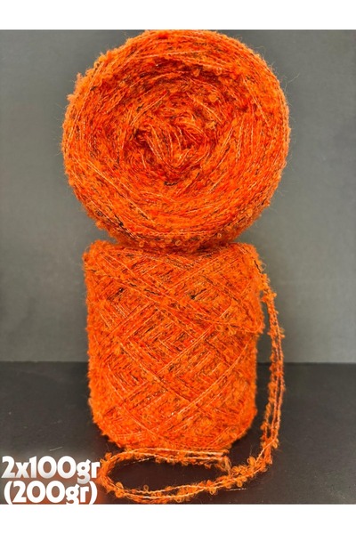 Ana&Kuzusu İplik Turuncu, kiremit buklet bakır sim (3 kat sarım) kalın örgü i...