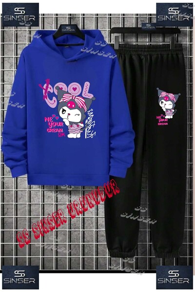 SS SİNSER Çocuk Unısex "KUROMI COOL YAZILI"Baskılı Kapşolu Eşofman Takımı