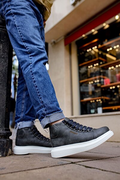 Zapatos حذاء رياضي رجالي من CH258 Roma برباط يومي مصنوع من الجلد CBT - أنثراسايت