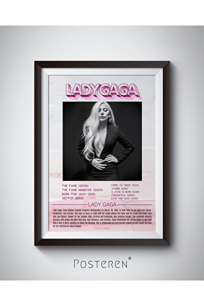 POSTEREN Lady Gaga Albümleri Çerçeveli Poster Tablo