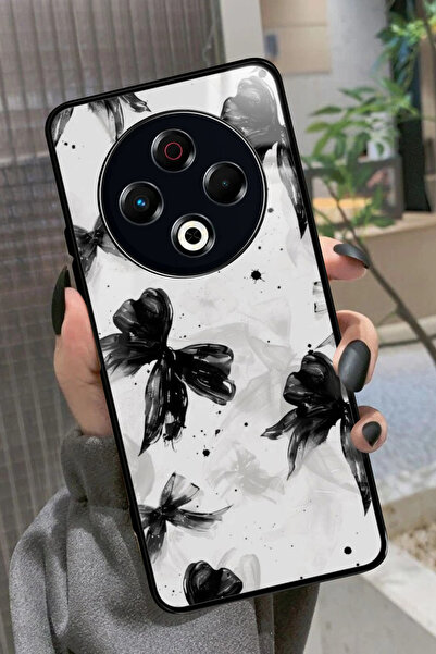 TECNO Spark 30 Uyumlu Siyah Kurdele Tasarımlı Glossy Premium Kılıf