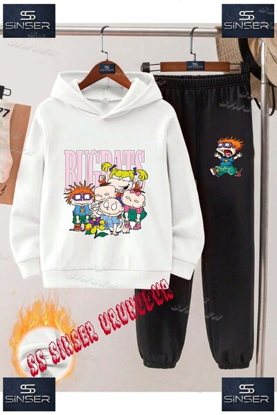 SS SİNSER Children's Unisex Special Printed Hooded Tracksuit Set with the Tex...