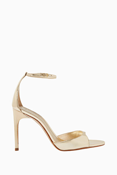 Schutz Scarlett 100 Altın Metalik Deri Bilekten Bağlamalı, 100mm İnce Topuklu...