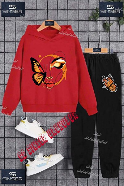 SS SİNSER Children's Unisex "Kelebek Girl on Face" Custom Printed Hooded Swea...