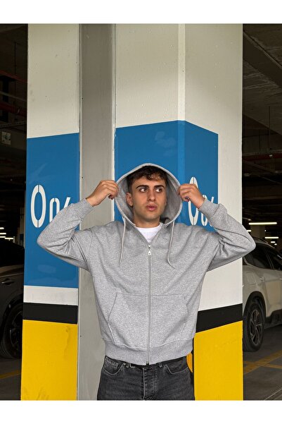 DARK MODA Men's Overfit Zippered Hooded Cardigan