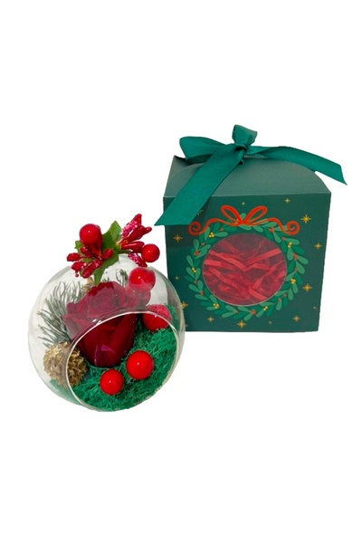 velve Decoratiune glob brad,licheni criogenati stabilizati, trandafir criogen...