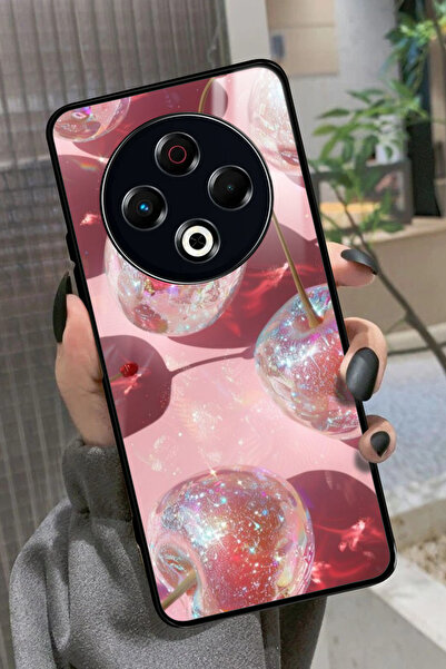 TECNO Spark 30 Uyumlu Simli Kiraz Tasarımlı Parlak Premium Kılıf