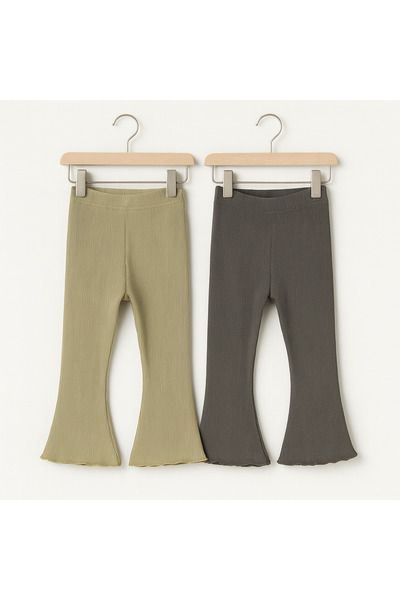 Smile Kids Kız Çocuk 2'li Kaşkorse İspanyol Paça Pantolon