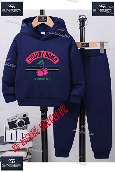 SS SİNSER Παιδικό Unisex Σετ Φούτερ με Κουκούλα με Ειδική Στάμπα "Cherry Bomb...