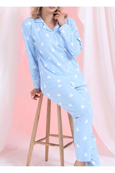 Hepyek Set de pijamale din țesătură din piele intoarsa cu model inima