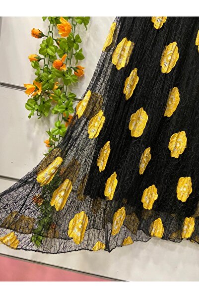 edu collection Lace Floral Patterned Lined Skirt