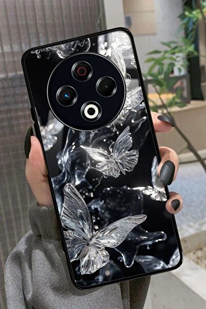 TECNO Spark 30 Uyumlu Beyaz Kelebek Tasarımlı Glossy Premium Kılıf