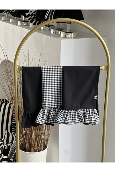 KaiAtelier 3Lü Lune X Dama Keten Fırfırlı Kurulama Bezleri