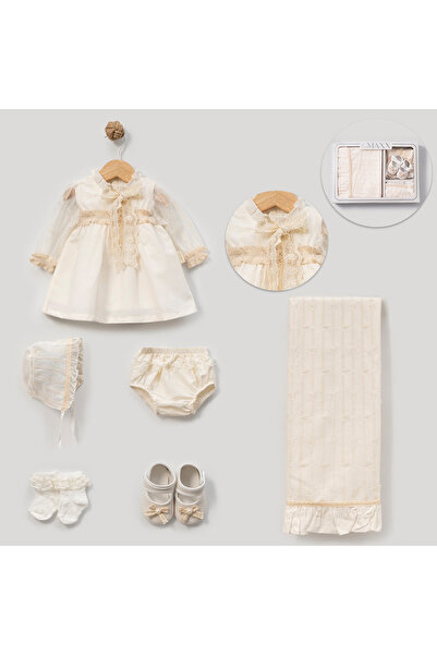 MİLAYS LİFE HOME COLLECTİON Baby Girl Lowemax 0-3 Months Organic Dress and Shoes Set with Lace Premium Quality