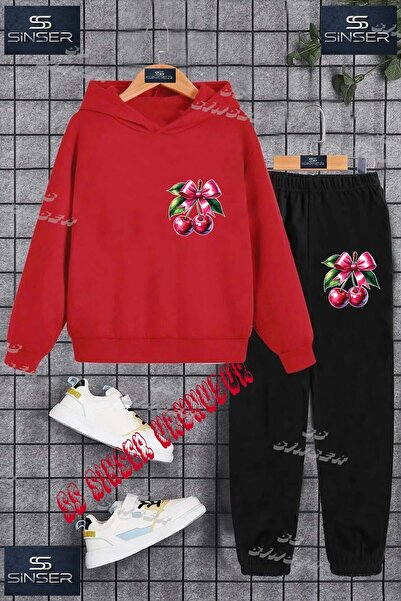 SS SİNSER طقم بدلة رياضية للأطفال من الجنسين بطباعة خاصة 'مقبض أخضر كرز مع شريط'