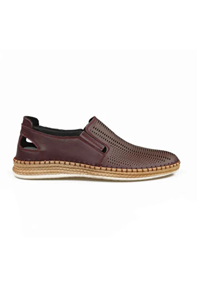 Piello Genuine leather loafers with hand-stitched sole and cutouts, Cherry