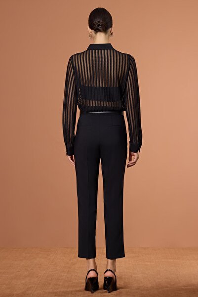 UPGRADE Transparan Tül Bluz Siyah