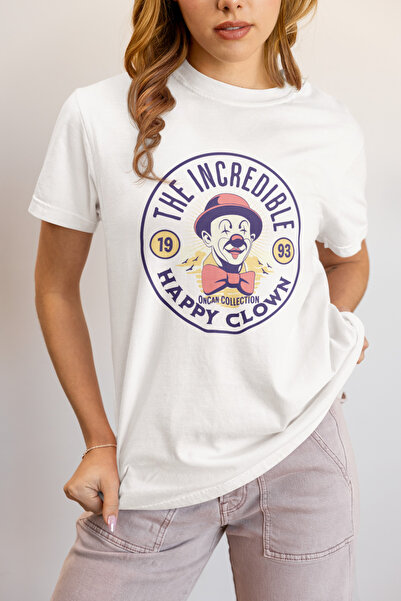 MAGORS تي شيرت نسائي وطفيلي من القطن بياقة دائرية وطباعة مهرج الهالوين