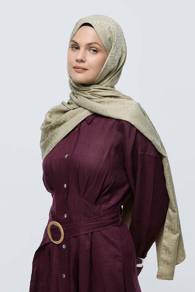 Modakaşmir Silky Jacquard Series Maze Pattern Shawl