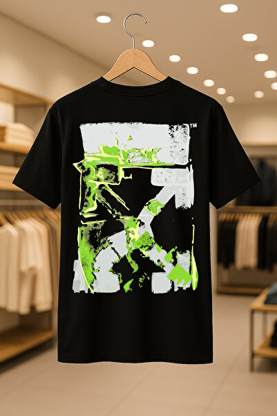 SELF CONTROL Μπλουζάκι Off-White Corrupt Printed Oversize Unisex 100% βαμβακερό που αναπνέει από χοντρό ύφασμα