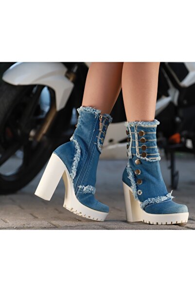 Butik Jeanolog Püsküllü Kot Bot Düğme detaylı