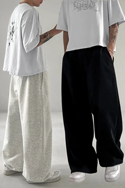 Paçası Lastikli Ayarlanabilir Battal Kalıp Baggy Oversize Büyük Beden Siyah Gri Antrasit