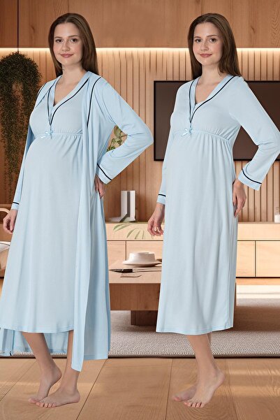 Lohusa Homewear Set de 2 cămăși de noapte pentru maternitate, din bumbac, cu ...