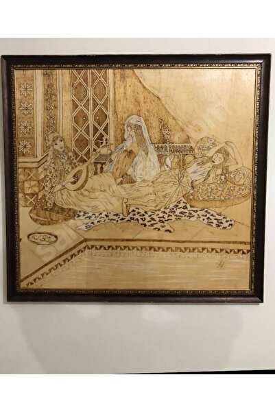 SmartHomeShop Osmanlı Harem Sahnesi - Yakma Sanatı Pyrography Ahşap Tablo (92...