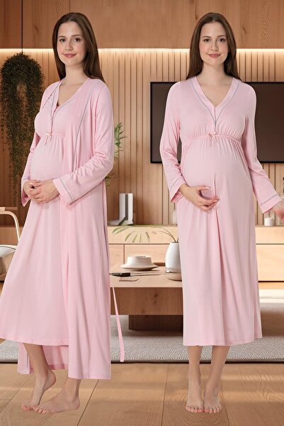 Lohusa Homewear Set de 2 cămăși de noapte pentru maternitate, din bumbac, cu ...