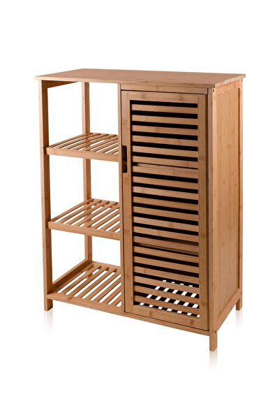 The Mia Bambu 4 Katlı Kapaklı Düzenleyici Dolap Raf 87x66x33 Cm