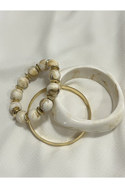 Çelik Lucky Store 3’lü Şık Minimalist Zarif Kemik ve Reçine Bileklik Seti