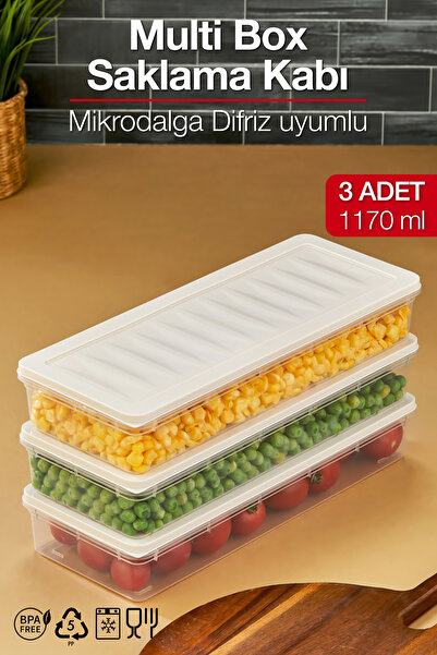 Pazarika Multi Box 3 Lü Set Saklama Kabı Seti - Dondurucu & Mikrodalga Uyumlu